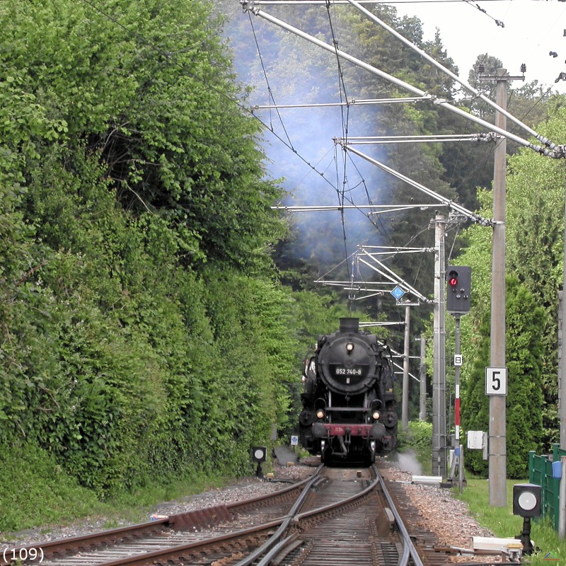Bahn 109.jpg - Lok 052 740-8 der Ulmer Eisenbahnfreunde - Sektion Ettlingen (UEF) fährt in Bad Herrenalb ein.